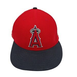 Anaheim Angels Hat Cap Fitted Mens 7 1/4 Red‎ White New Era MLB Baseball Logo